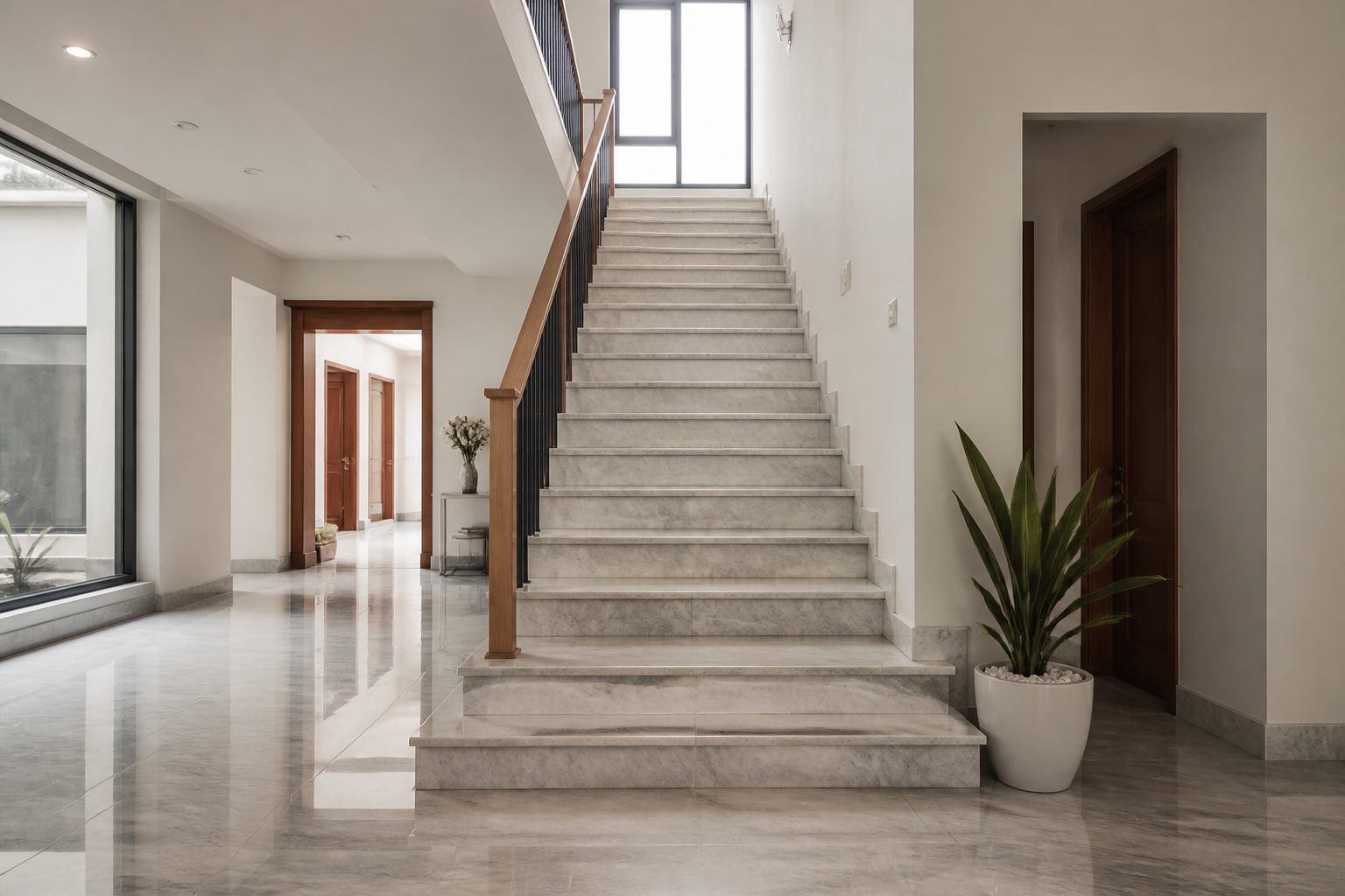 Modern residential marble staircase